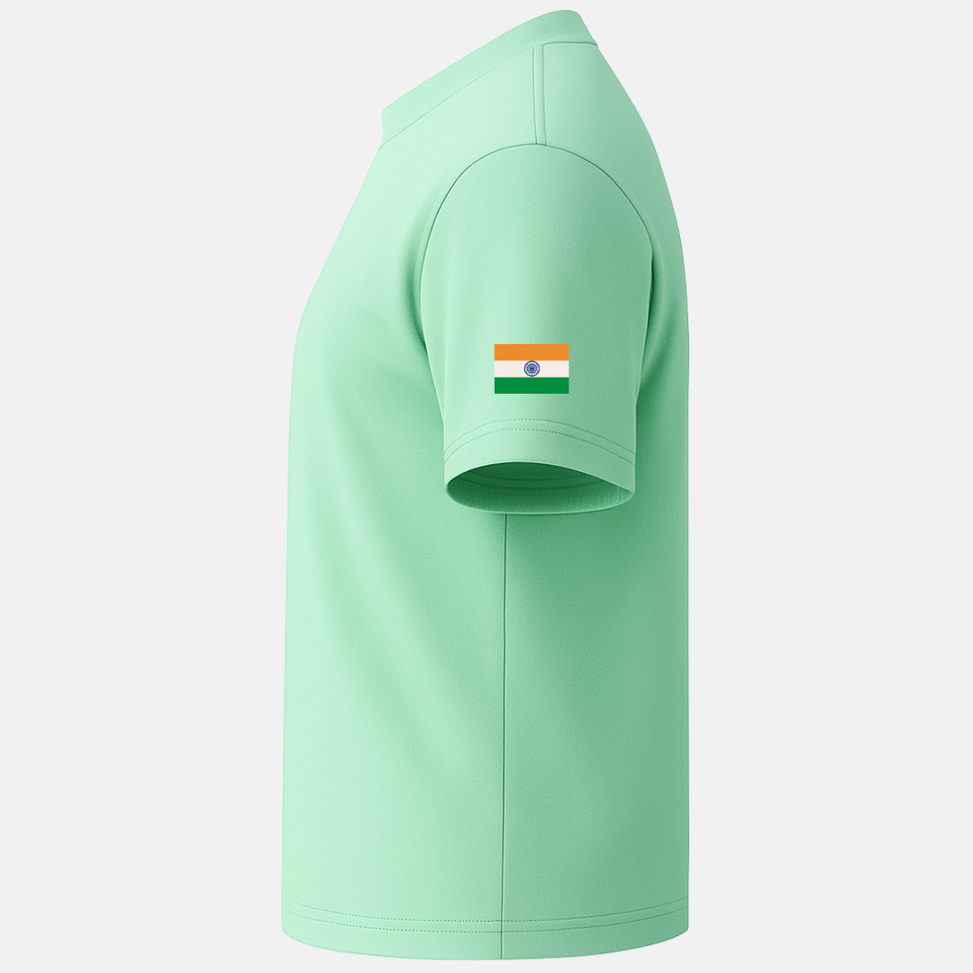 OUTFITGOAL "भारत" Tricolor Typography T-Shirt in Hindi | Stylish Tricolor Brush Print | 100% Super Combed Cotton | 180 GSM | Bio-Washed Independence Day Republic Day Wear